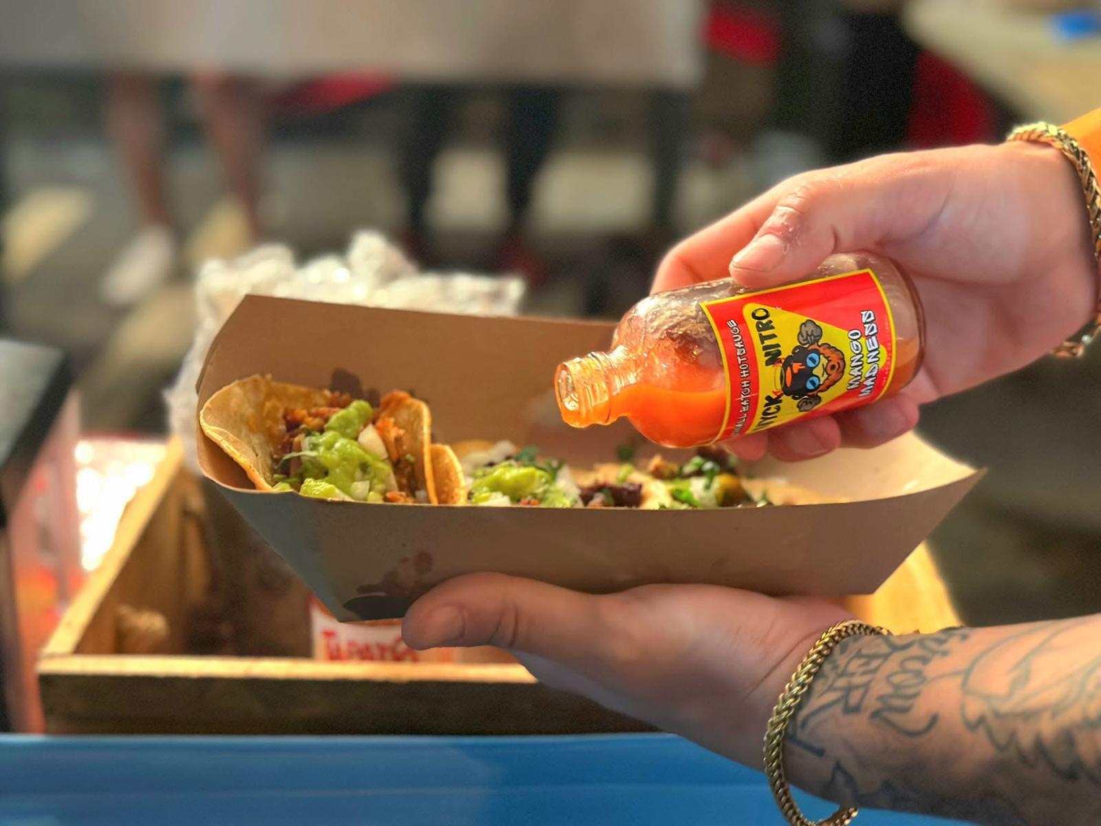 NYCK NITRO sauce on tacos